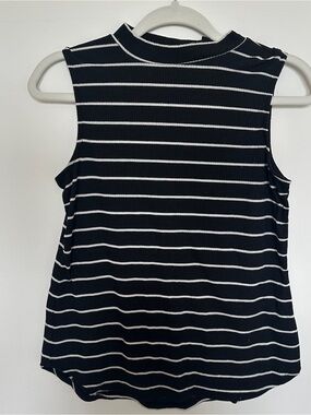 Apt. 9 - Black and White Stripe Mockneck Top